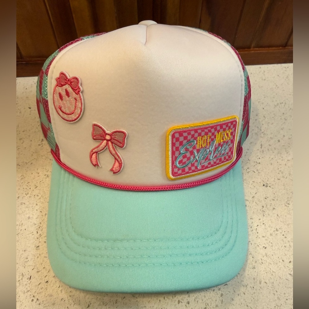 Mint & White Patch Trucker Hat Hot Mess Express SnapBack New Handmade